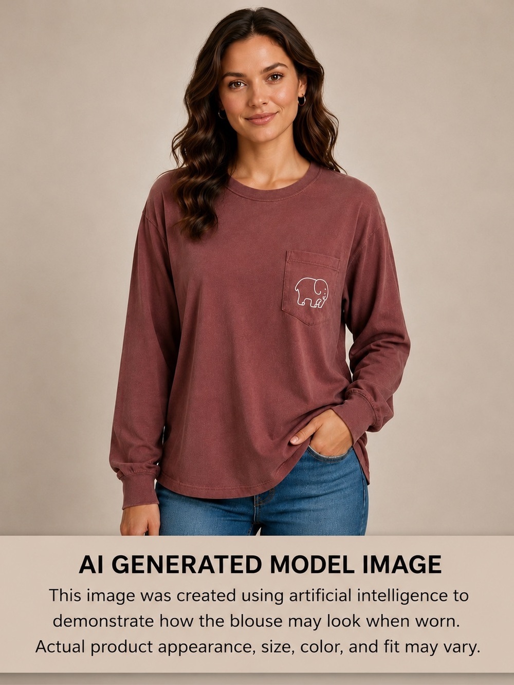 Ivory Ella Long Sleeve T-Shirt Rose Pink with Elephant on back